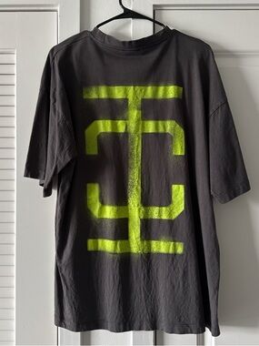 Zara Black Short Sleeve Tee with Neon Yellow Graphic